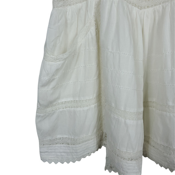 Maje Womens Romper EUR 38 Spaghetti Strap White Sleeveless Lace Trim One Piece - Picture 7 of 12